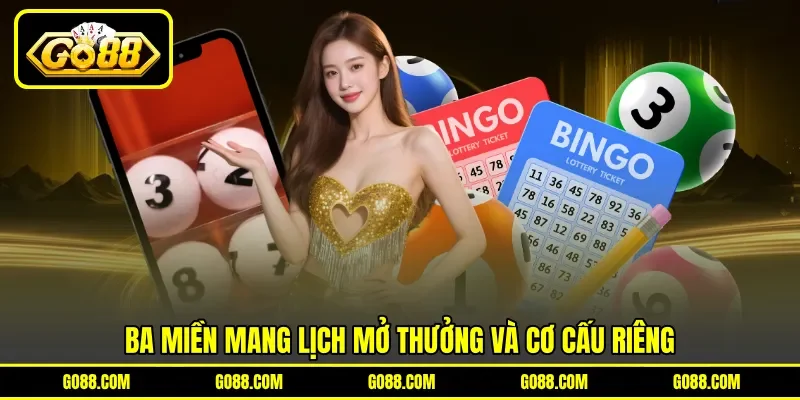 Ba miền mang lịch mở thưởng và cơ cấu riêng Ba miền mang lịch mở thưởng và cơ cấu riêng